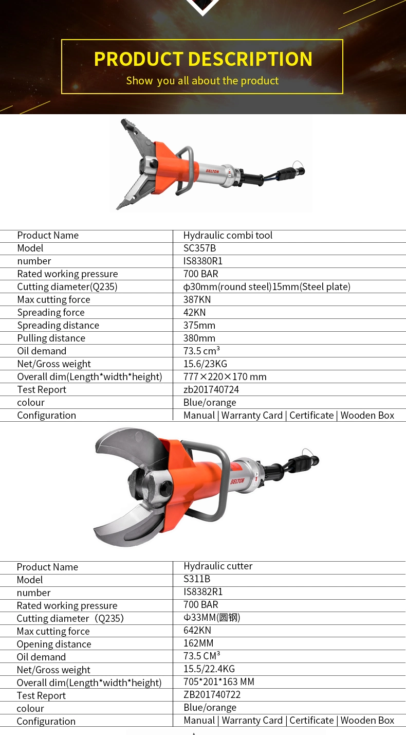 72MPa Hydraulic Cutter Spreader Narzędzia ratownicze awaryjne Czerwone narzędzie hydrauliczne 1