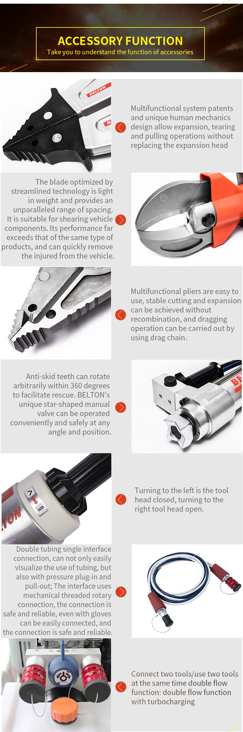 72MPa Hydraulic Cutter Spreader Narzędzia ratownicze awaryjne Czerwone narzędzie hydrauliczne 5